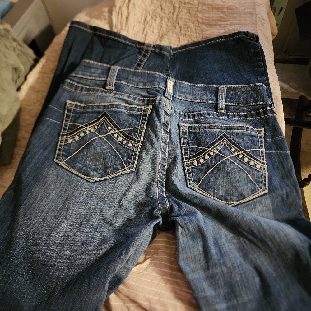 Ariat Blue Boot Cut Jeans with Decorative Stitching